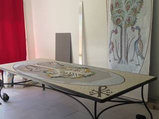 Plateau de table en mosaique de marbre, Stuc Mosaic Stuc Mosaic غرفة السفرة