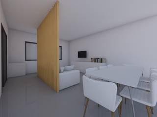 Remodelação de Habitação F&J - Interiores - Sala e Cozinha, MM Projetos MM Projetos Столовая комната в стиле модерн