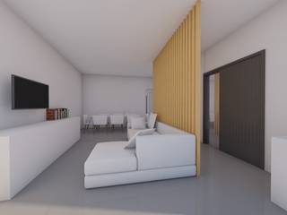 Remodelação de Habitação F&J - Interiores - Sala e Cozinha, MM Projetos MM Projetos Гостиная в стиле модерн