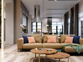 Дизайн и ремонт квартиры в ЖК «Парк Рублёво» - Правильное сочетание, Вира-АртСтрой Вира-АртСтрой Minimalist living room