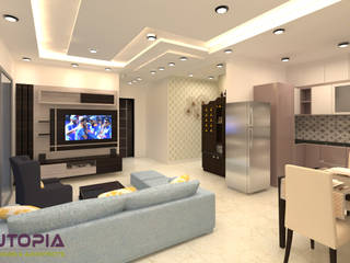 3BHK Flat For Mr.Vineet In Bangalore Whitefield., Utopia Interiors & Architect Utopia Interiors & Architect Phòng khách