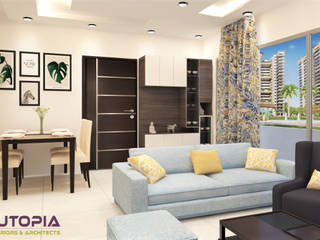 3BHK Flat For Mr.Vineet In Bangalore Whitefield., Utopia Interiors & Architect Utopia Interiors & Architect Phòng khách