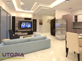 3BHK Flat For Mr.Vineet In Bangalore Whitefield., Utopia Interiors & Architect Utopia Interiors & Architect Phòng khách