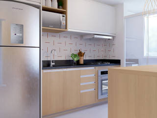 APARTAMENTO 62M2, Jéssica Paiva Interiores Jéssica Paiva Interiores Small kitchens MDF