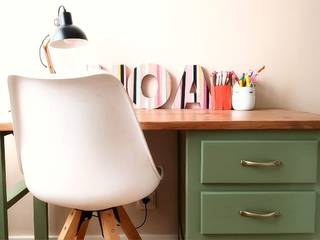 COMO RENOVAR UN ESCRITORIO BÁSICO, La Casa Atelier La Casa Atelier Akdeniz Çalışma Odası Masif Ahşap Rengarenk