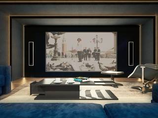 Интерьер частного кинотеатра и бильярдной комнаты, Дизайн - студия Пейковых Дизайн - студия Пейковых Minimalist living room