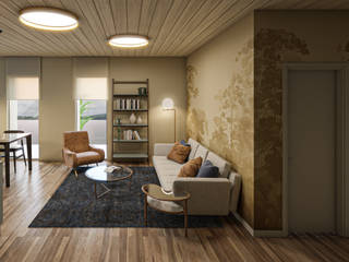 Render interni - Loft, Stefania Borali Stefania Borali Eclectic style living room