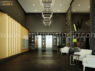 3d interior design rendering views of the lobby, kitchen, gym, bathroom, pool by Architectural Design Studio 2021, Indianapolis - Indiana, Yantram Animation Studio Corporation Yantram Animation Studio Corporation Floors Bricks