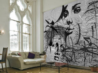 SMOKING WARRIORS, Michela Masi Michela Masi Walls & flooringWallpaper Paper Black