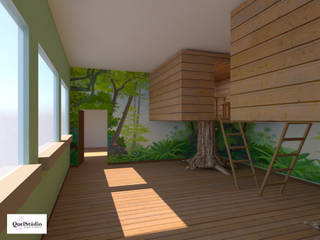 Projeto casa na árvore, QuelStúdio QuelStúdio Kamar Bayi/Anak Gaya Rustic Kayu Wood effect