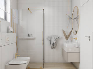 Łazienka z beżowym lastryko - dom Kołobrzeg, Polilinia Design Polilinia Design Modern Bathroom