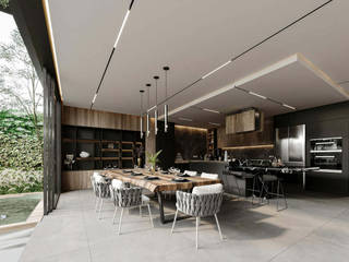 Maravillosa residencia en Las Cumbres, Zapopan, Jalisco , Rebora Arquitectos Rebora Arquitectos Modern dining room Concrete