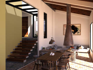 Diseño de una Casa en Sopó - Cundinamarca, CONCEPTUAL ESTUDIO + ARQUITECTURA SAS CONCEPTUAL ESTUDIO + ARQUITECTURA SAS Comedores de estilo rústico