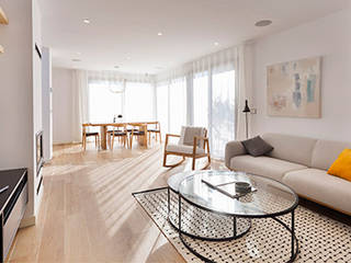 Vivienda módular Duna - Atlántida HOMES, Grupo RIOFRIO arquitectos Grupo RIOFRIO arquitectos Modern living room Wood-Plastic Composite