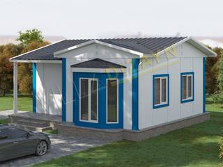 2+1 Prefabrik Ev 65 M² 81.800 TL, VİLLA DİZAYN PREFABRİK VİLLA DİZAYN PREFABRİK Dinding & Lantai Gaya Rustic OSB