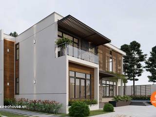Thiết kế nhà biệt thự đẹp 2 tầng 2 mặt tiền hiện đại 15x12m tại Lào, NEOHouse NEOHouse