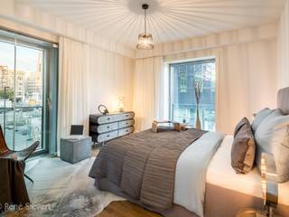 Luxus-Appartementwohnung im Hamburger Hafenbereich, wohnhelden Home Staging wohnhelden Home Staging Ausgefallene Schlafzimmer