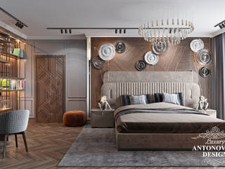 Дизайн мужской спальни в КГ “Green Hills” , Luxury Antonovich Design Ukraine Luxury Antonovich Design Ukraine Dormitorios de estilo ecléctico
