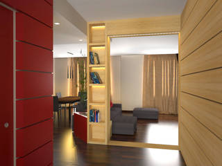 Restyling Ingresso, melania de masi architetto melania de masi architetto Eclectic style corridor, hallway & stairs Wood Red