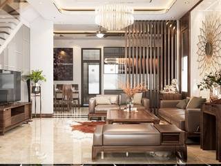 Interior Design of modern super luxury villa, Anviethouse Anviethouse Modern living room Wood Wood effect