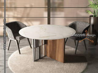 Tavolo da pranzo tondo, Mezzetti design Mezzetti design Moderne Esszimmer Eisen/Stahl Holznachbildung