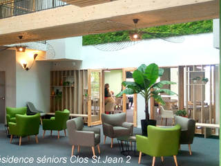 Résidence séniors Clos St Jean, Benedicte Bergot . Architecture intérieur & Décoration Benedicte Bergot . Architecture intérieur & Décoration 商業空間 木 木目調