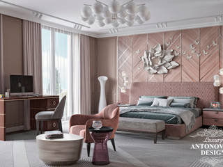 Авторский дизайн женской спальни в КГ "Riviera Village ", Luxury Antonovich Design Ukraine Luxury Antonovich Design Ukraine Dormitorios de estilo ecléctico