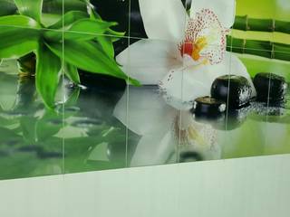 Керамическое панно в ванную комнату - Орхидея TM Pavlin Art, Pavlin Art Pavlin Art Tropical style bathrooms Tiles
