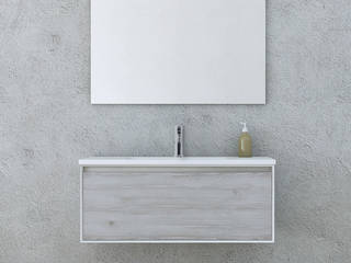 Mobile arredo bagno sospeso 74 o 100 cm bianco pino sbiancato con cassetto, Bagno Italia Bagno Italia Ванна кімната MDF