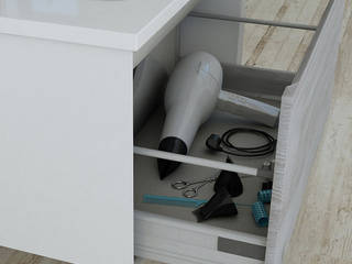 Mobile arredo bagno sospeso 74 o 100 cm bianco pino sbiancato con cassetto, Bagno Italia Bagno Italia Ванна кімната MDF