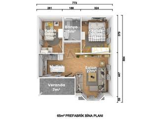2+1 Prefabrik Ev 65 M², VİLLA DİZAYN PREFABRİK VİLLA DİZAYN PREFABRİK Elektronik Ürünler Yönlendirilmiş Yonga Levha