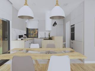 Kuchnia w stylu nowoczesnym, KJ Studio Projektowanie wnętrz KJ Studio Projektowanie wnętrz Nowoczesna jadalnia Drewno O efekcie drewna