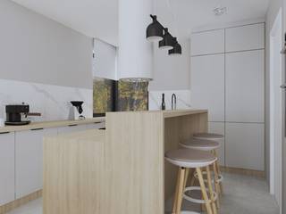 Kuchnia w stylu nowoczesnym, KJ Studio Projektowanie wnętrz KJ Studio Projektowanie wnętrz Kuchnia na wymiar Drewno O efekcie drewna