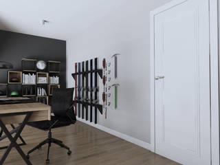 Antresola w stylu nowoczesnym, KJ Studio Projektowanie wnętrz KJ Studio Projektowanie wnętrz Nowoczesne domowe biuro i gabinet Drewno O efekcie drewna