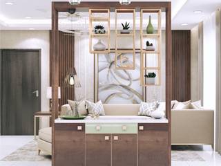 Partition cum crockery unit in living room homify Modern Dining Room wooden partition in living room , crockery unit, crockery unit cum partition