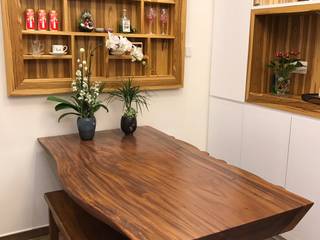 景富莊實景案例：香港 陳小姐, 景富莊柚木家具 景富莊柚木家具 Sala da pranzo minimalista Legno massello Variopinto