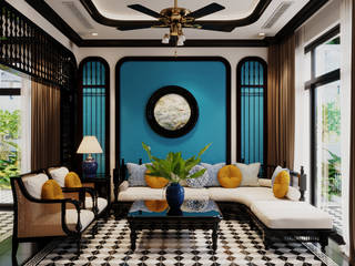Nội thất phong cách Đông Dương (Indochine style), Công ty TNHH Thiết kế và Ứng dụng QBEST Công ty TNHH Thiết kế và Ứng dụng QBEST Colonial style living room