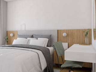 apto antônio marcondes, Estúdio Fubá Estúdio Fubá Small bedroom لکڑی Wood effect