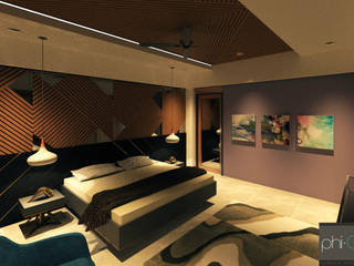 A modern villa at DLF Gardencity, Indore, phiQ architects and consultants phiQ architects and consultants Small bedroom
