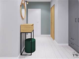 OKOPOWA - PROJEKT MIESZKANIA, Klaudia Tworo Projektowanie Wnętrz Sp. z o.o. Klaudia Tworo Projektowanie Wnętrz Sp. z o.o. Eclectic style corridor, hallway & stairs Green