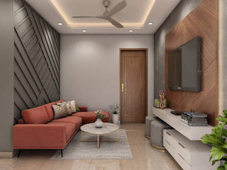Apartment, Paimaish Paimaish Modern Living Room Wood Grey