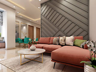 Apartment, Paimaish Paimaish Modern Living Room Wood Pink