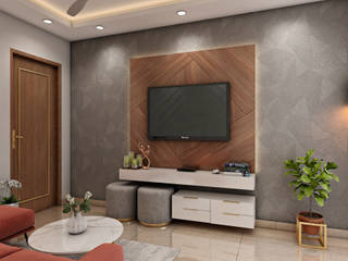 Apartment, Paimaish Paimaish Nowoczesny salon Drewno O efekcie drewna