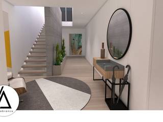 Projeto - Design de Interiores - Zona Social Moradia PI, Areabranca Areabranca Modern Corridor, Hallway and Staircase