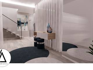 Projeto - Design de Interiores - Zona Social Moradia N, Areabranca Areabranca Modern corridor, hallway & stairs