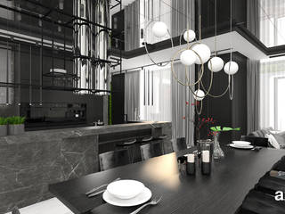 DARK HORSE | Projekt kuchni i jadalni, ARTDESIGN architektura wnętrz ARTDESIGN architektura wnętrz Salas de jantar modernas