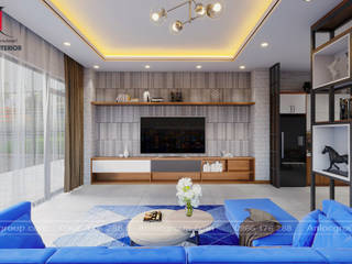 Thiết kế nội thất nhà phố kết hợp spa làm đẹp 2 tầng 300m2 tại Mê Linh, HN, Nội Thất An Lộc Nội Thất An Lộc Modern living room