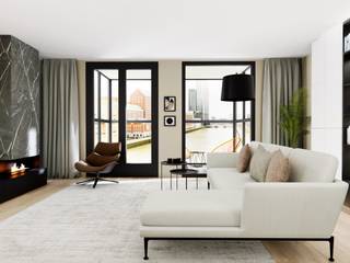 interieurontwerp appartement aan de Rotterdamse haven, Stefania Rastellino interior design Stefania Rastellino interior design Вітальня