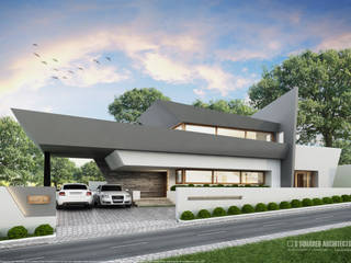 exterior houses, S Squared Architects Pvt Ltd. S Squared Architects Pvt Ltd. Single family home Concrete Grey