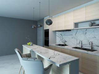 Kitchen ห้องครัว, walkinterior design walkinterior design Vườn nội thất Gỗ Wood effect